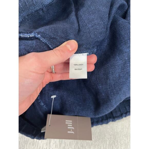 Pure Jill J Jill Indigo Pull-On Linen Pants sz XL NWT resort wear natural fiber - Picture 7 of 7